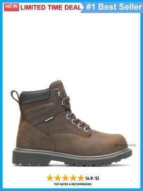 Waterproof Leather Steel Toe Work Boot Slip Resistant Ankle